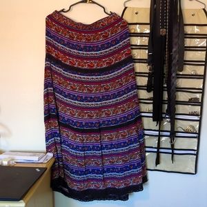 Gypsy Bohemian Skirt With Lace Hem Soze M